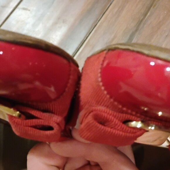Rosso / red gold Salvatore Ferragamo patent Varina leather Ferragamo Ballet flat - Picture 7 of 7